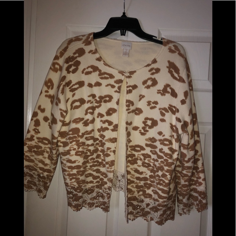 Chicos size 2 animal print cardigan - Picture 1 of 4